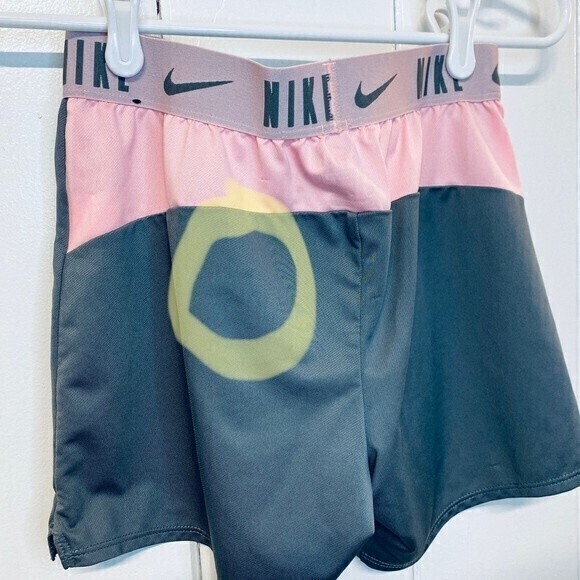 !Firm Price! Nike Workout Dri-Fit Shorts, Size L Gray, Pink w/tiny stain* - Picture 7 of 7